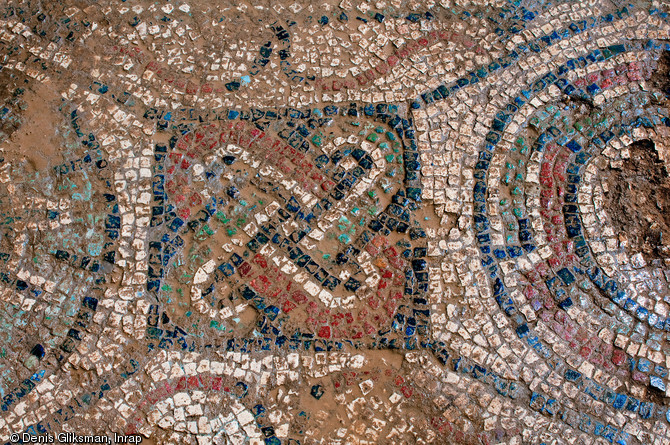 Détail de la mosaïque de la basilique paléochrétienne découverte lors du diagnostic de la place des Martyrs à Alger, 2009.