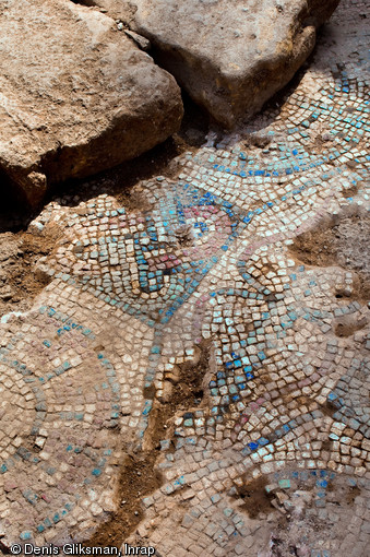 Détail de la mosaïque de la basilique paléochrétienne découverte lors du diagnostic  de la place des Martyrs à Alger, 2009.