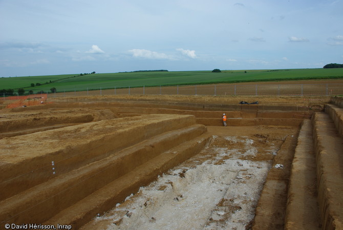 Zone sud du gisement après sa fouille sur l'ensemble de la stratigraphie, Étricourt-Manancourt (Somme), 2012.