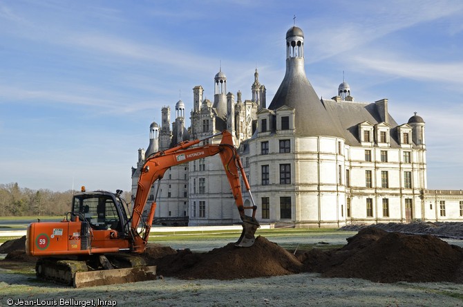 Diagnostic archéologique mené dans le cadre de la restauration du jardin anglais aux abords du château de Chambord (Loir-et-Cher) en décembre 2012.