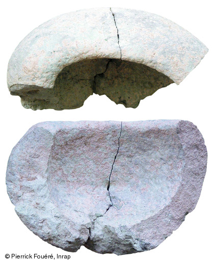   Mortier en calcaire, entre 800 et 400 avant notre ère, Baie Orientale 1, Saint-Martin (Guadeloupe).    
