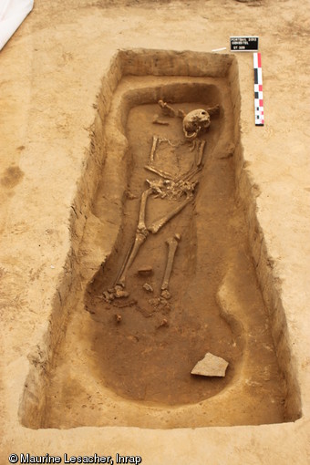 Sépulture en cercueil, Ier-IIIe s. de notre ère, Portbail (Manche), 2012.