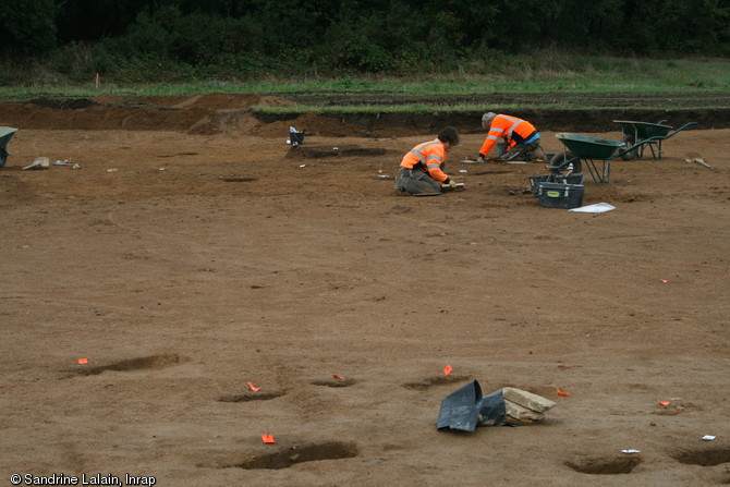 Site de l'âge du Bronze en cours de fouille, vers 1000 avant notre ère, Caudan (Morbihan), 2013.
