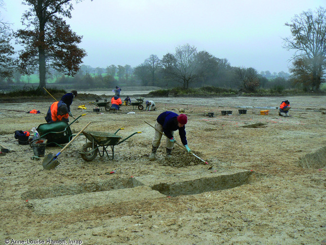 Le site de la Grande Haie en cours de fouille, IIe-Ier s. avant notre ère, Vitré (Ille-et-Vilaine), 2007.