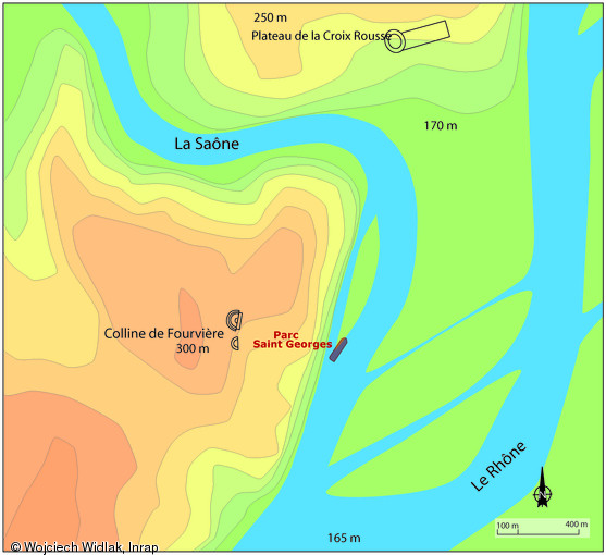 La confluence de la Saône primitive et de la nouvelle Saône au 1er siècle de notre ère.